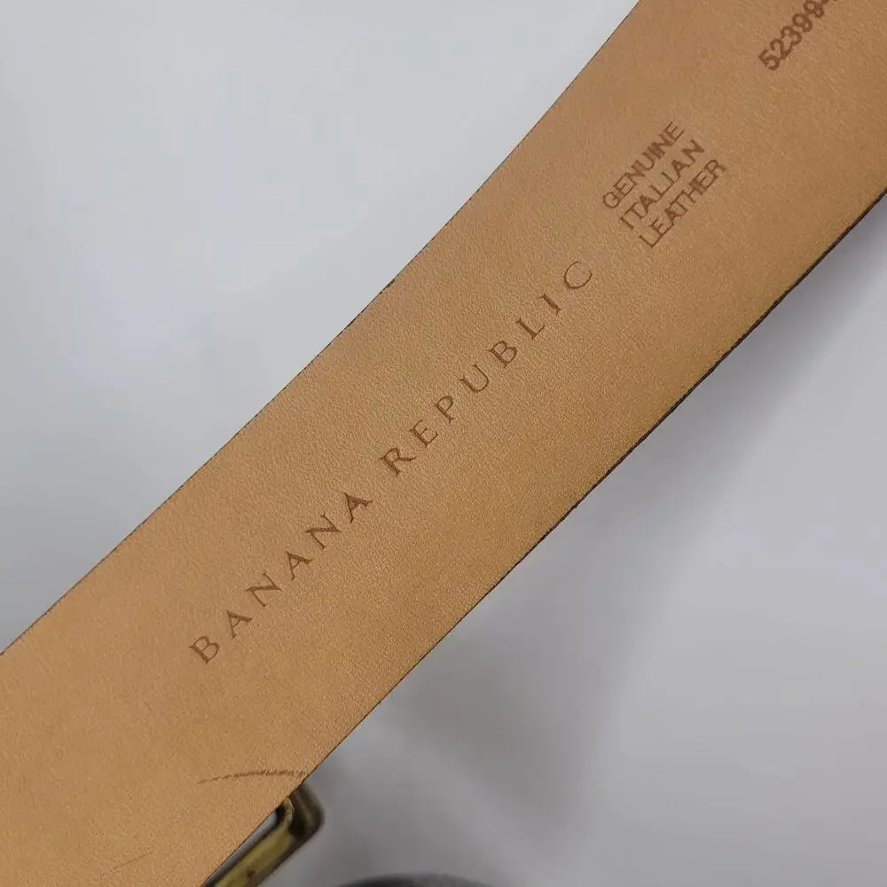 Banana Republic Belt Small Black Italian Leather Croc Embossed Minimalist Italy